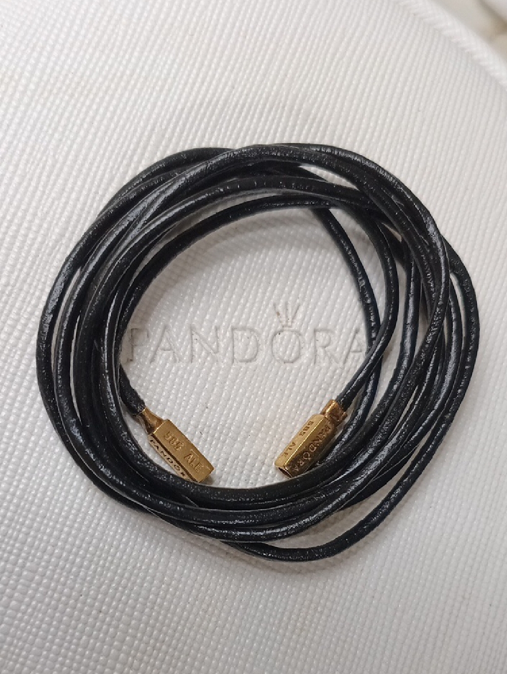 Pandora 14k And Black Leather Cord
